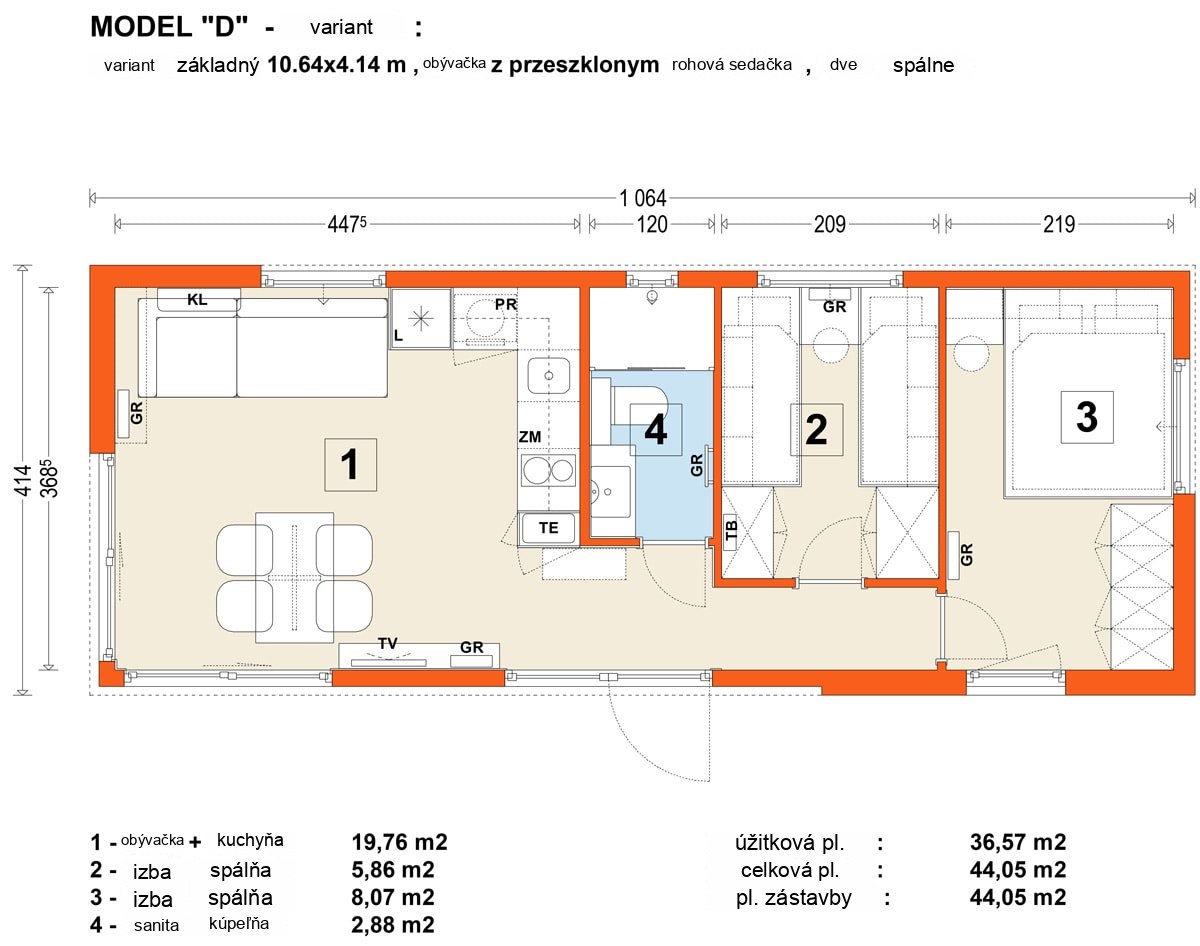 Mobilný dom D – pôdorys 2