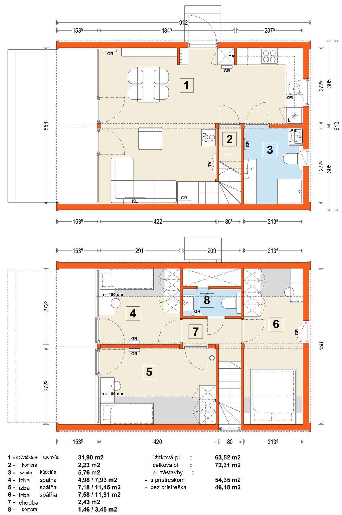Modulový dom MG3 – variant 14 – pôdorys